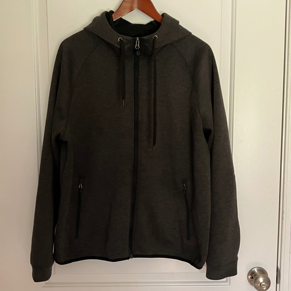 32 Degrees Heat Mens Full Zip Hoodie Charcoal Gray Heather Active Jacket XL